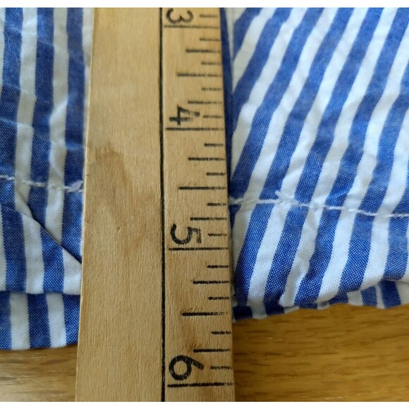 Old Navy OG Chino Womens Shorts Medium Seersucker Blue White Stripes Pockets Zip - Picture 14 of 16